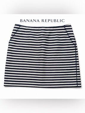Banana Republic Size 8 Navy White Striped Mini Skirt Nautical Preppy